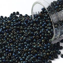 Cuentas de semillas redondas toho, Abalorios de la semilla japonés, (84f) frost metalizado iris verde / marrón, 11/0, 2.2mm, agujero: 0.8 mm, aproximamente 50000 unidades / libra