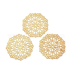 Iron Filigree Joiners, Etched Metal Embellishments, Flower, Golden, 50x50x0.5mm, Hole: 1.8mm