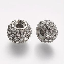 304 Edelstahl Strass-Perlen, Rondell, Kristall, 11x8 mm, Bohrung: 3 mm