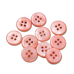 Кнопки пресноводных оболочки, 4-луночное, плоско-круглые, светлый померанцевый, 14x1.7~2.2 мм, отверстие : 1.6 мм