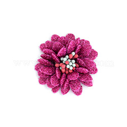 Blumen aus Vliesstoff, mit Glitzerpulver, für DIY Stirnbänder Blume, Kleidung, Schuhe, Hüte Zubehör, Medium violett rot, 40x45x20 mm