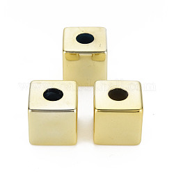 Uv placage acrylique perles européennes, cube, or, 20x20x20mm, Trou: 8mm