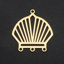 201 Stainless Steel Chandelier Components Links, Laser Cut, 4 Loop Links, Scallop Shell Shape, Golden, 26x24.5x1mm, Hole: 1.6mm