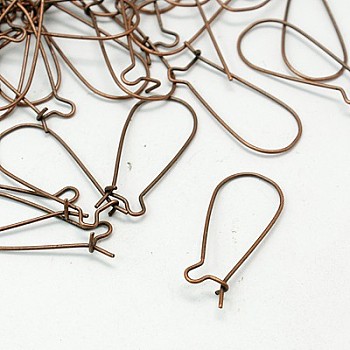 Accessoires de bijoux, fils d'oreille de rein accessoires de créoles en fer, sans nickel, cuivre rouge, 25x12mm