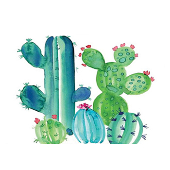 Pintura diy diamante redondo completo, cactus, 3d diamante imagen decoración para el hogar, color mezclado, 35.8x26 cm