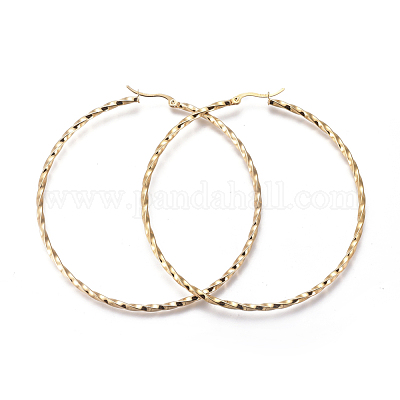 201 большие серьги-кольца из нержавеющей стали EJEW-A054-06B-G-1