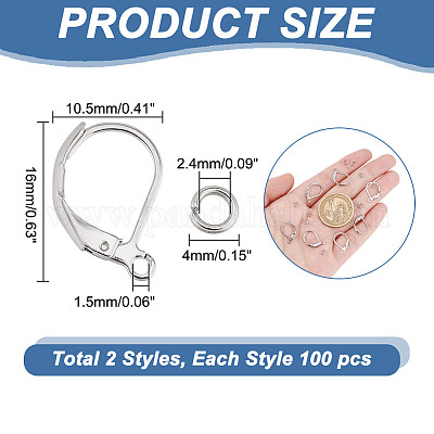 100 шт. фурнитура для сережек из нержавеющей стали 304 STAS-AR0002-37B-1