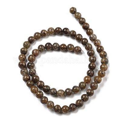 Нити натуральных бусин из яшмы с золотыми листьями G-R494-A20-02-1