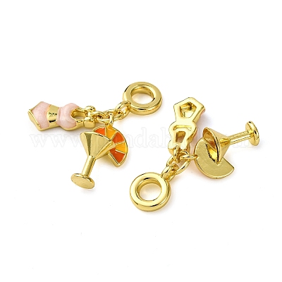 Европейский шарм-подвеска из латуни с розовой и оранжевой эмалью KK-F911-13G-1