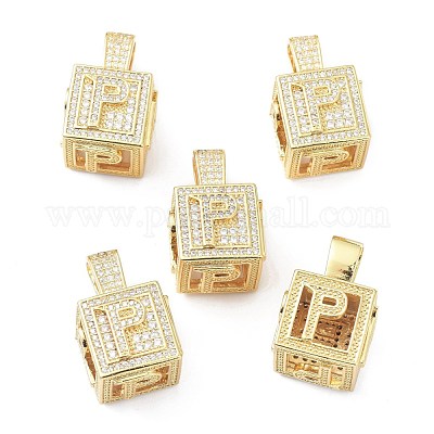 Кулоны из латуни с микропейвом и прозрачным фианитом ZIRC-O045-01G-P-1