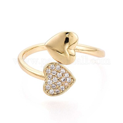 Манжеты из латуни с микро паве кубический цирконий для женщин KK-T071-63G-1