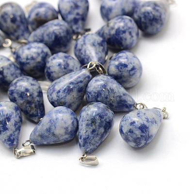 Слезинки натуральные голубые пятна яшмы подвески G-Q435-20-1