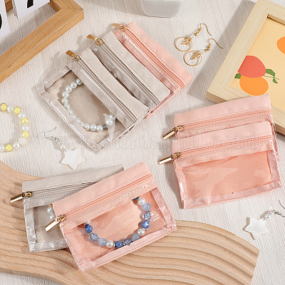 4 комплект двухцветных полиэстеровых сумок для хранения косметики на молнии&nbsp;AJEW-CN0003-05-1