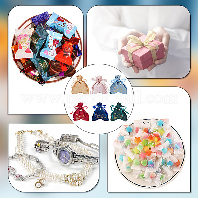 6 набор подарочных мешочков для украшений из бархата двух цветов на завязках ABAG-BC0001-46-1