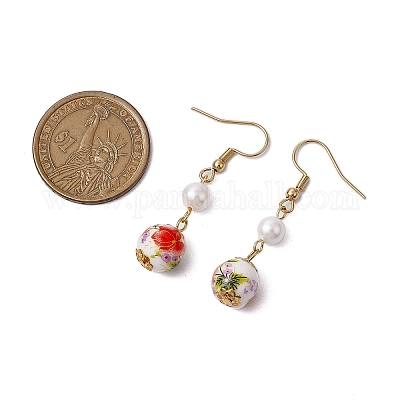 Печатный фарфор керамические ангелы подвески украшения EJEW-JE06099-1