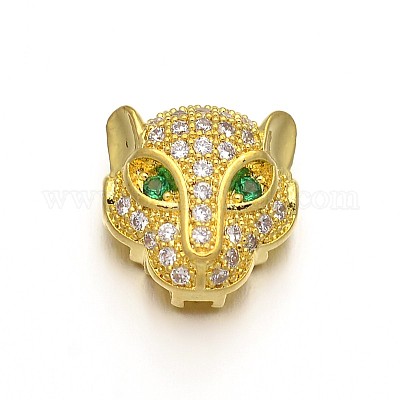 Стойки обшивки латунные микро проложить кубического циркония леопарда полые шарики ZIRC-I012-18G-RS-1