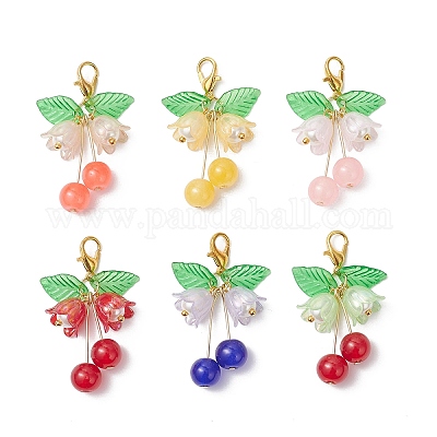 6 шт. 6-цветные подвесные украшения из стекла и акрила HJEW-JM04510-1