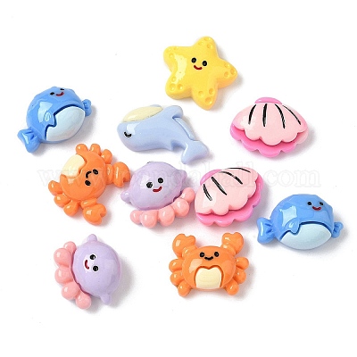 Кабошоны из непрозрачной смолы на тему океана RESI-F056-03-1