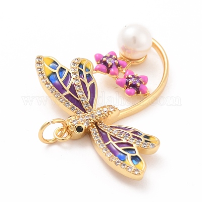 Экологически чистый кубический цирконий из латуни с эмалевыми подвесками KK-K268-29G-1