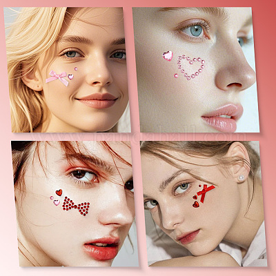 4 шт. 4 стиля наклейки для раскрашивания лица из смолы AJEW-SP0002-69-1