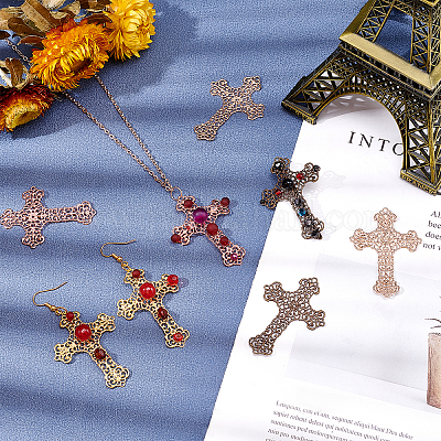 30 шт. 5-х цветные латунные филигранные соединительные звенья KK-PH0003-36-1