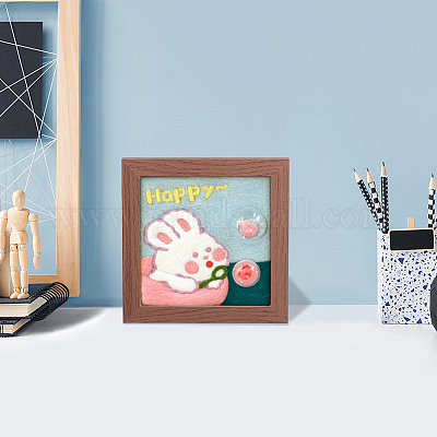 2 набор из 2 наборов для валяния иглой в виде фоторамки в виде кролика и медведя для начинающих DIY-OC0012-16-1