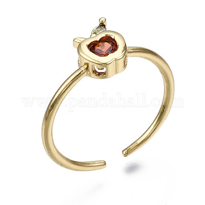 Латунные микро проложить манжеты кольца кубического циркония RJEW-Q161-006-NF-1