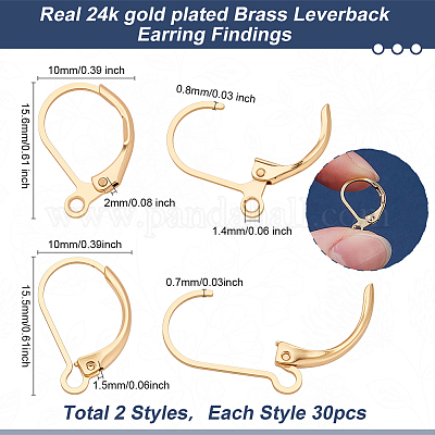 60шт 2 стиля латунные серьги с рычагом KK-ME0002-49-1