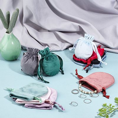 10 шт. 10-х цветные бархатные мешочки для украшений TP-PH0001-14-1