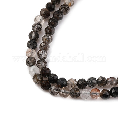 Нити бусин из натурального черного рутилированного кварца&nbsp;LS-G-RM250104-C3-1