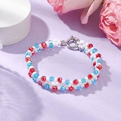 Стеклянный бисер стрейч браслеты BJEW-MZ00119-1