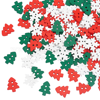 Деревянная пуговица рождественской темы WOOD-WH0347-14-1