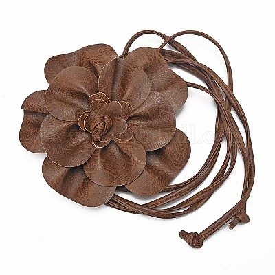 Ремни на талию из искусственной кожи с цветочным принтом для женщин AJEW-WH20816-058D-1