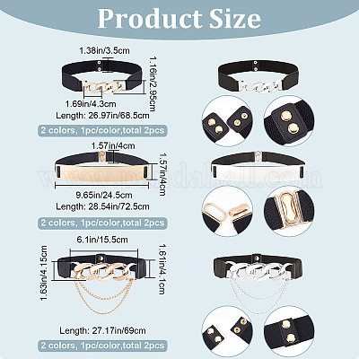 6 шт. 6-х стильный полиэстеровый эластичный ремень с железными быстроразъемными цепями AJEW-CP0005-13-1