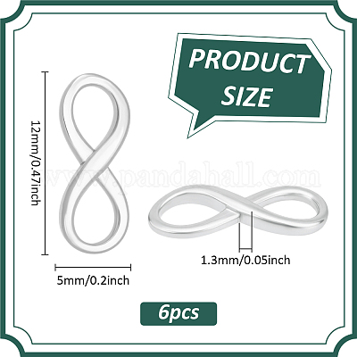 6 шт. 925 серебряные застежки 8-образной формы STER-PH0003-69P-1