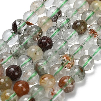 Натуральный зеленый lodolite кварц бисер пряди G-L642-B06-4mm-1