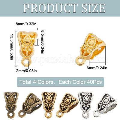 160 шт. 4-цветные треугольные тибетские трубчатые дужки из цинкового сплава TIBE-SP0001-06-1