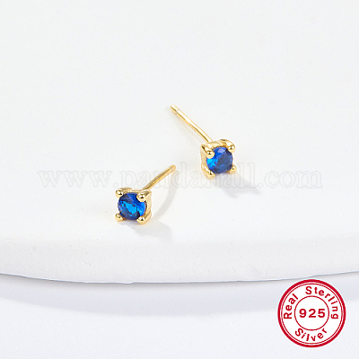 Золотая серьга-гвоздик из стерлингового серебра с микропаве и цирконием XN7792-9-1