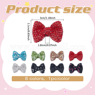 8шт 8 цвета бусины из полимерной глины со стразами RGLA-ME0001-01-1