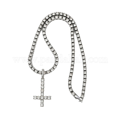 Ожерелья из сплава с подвеской в виде перевернутого креста NJEW-P333-01P-1