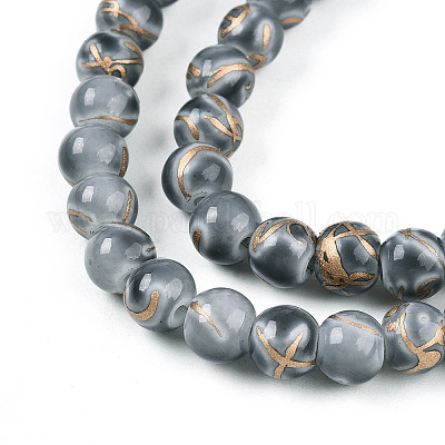 Выпечка окрашенные стеклянные бусины пряди DGLA-N010-6mm-09-1