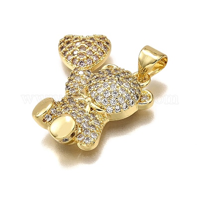 Покрытие стойки медвежонок латунь микро паве подвески из кубического циркония KK-E102-06G-03-1