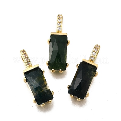 Подвески из натурального индийского агата с огранкой в форме прямоугольника KK-F899-03A-G-1