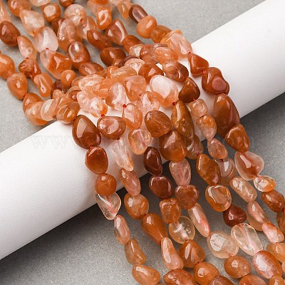 Нити бусин из натурального красного меха кролика с рутиловым кварцем G-K395-A03-01-1