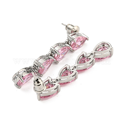 Серьги-гвоздики из латуни с цирконием платинового цвета для женщин EJEW-H310-01P-03-1