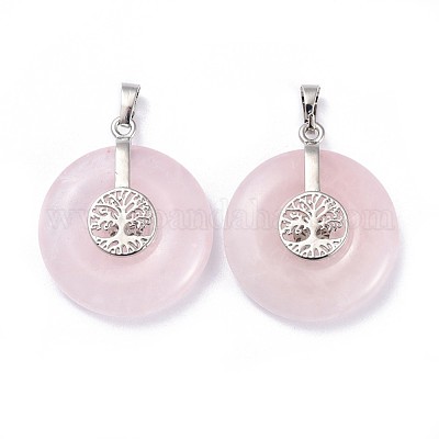 Природного розового кварца подвески G-F640-E07-1