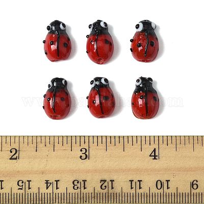 2 нити бусины лэмпворк ручной работы в виде божьей коровки LAMP-FS0001-53A-1