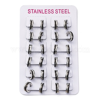 Серьги из нержавеющей стали 304 с кубическим цирконием и эмалью EJEW-M001-19P-1