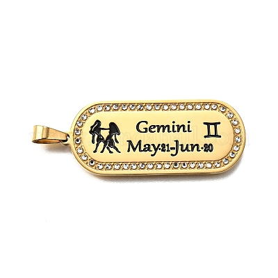 Овал с 12 подвеской из нержавеющей стали 304 созвездия со стразами STAS-M119-08D-G-1