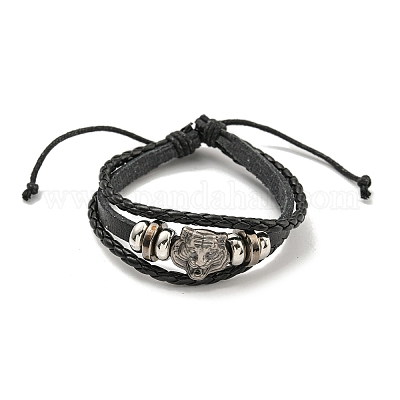 Трехслойные многожильные браслеты со шнуром из искусственной кожи BJEW-P329-04B-AS-1